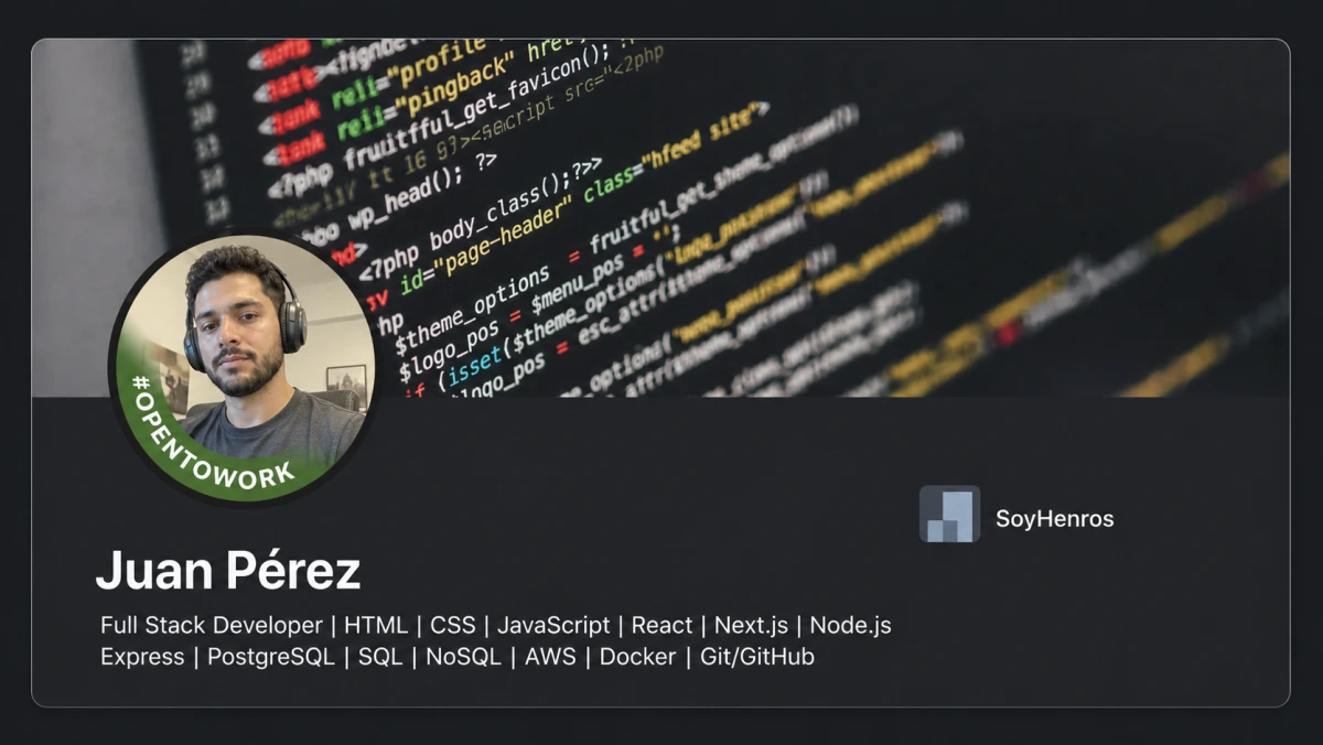 Ejemplo ilustrativo de un perfil Full Stack que no explica su orientacion profesional